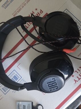 JBL Over-Ear Wired Headphones in Black with Orange Accent Cord